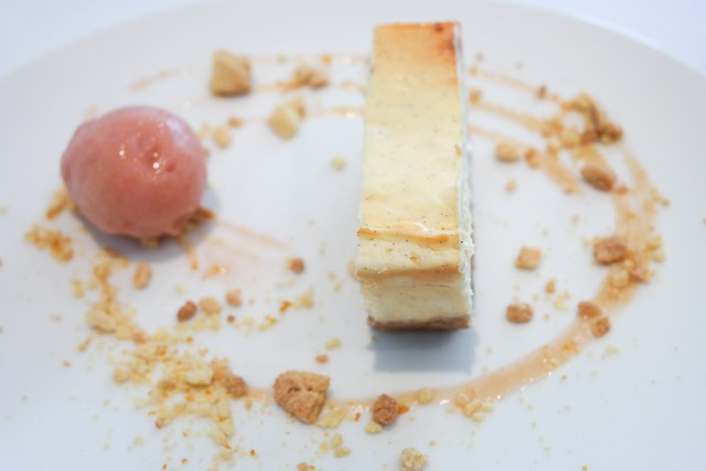 Baked Cheesecake with Rhubarb Ice-cream - East Coast Dining Room, Tankerton nr Canterbury, Kent