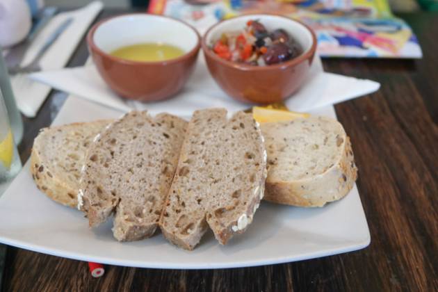 Botley Hill Farmhouse, Warlingham in Surrey - bread and olives