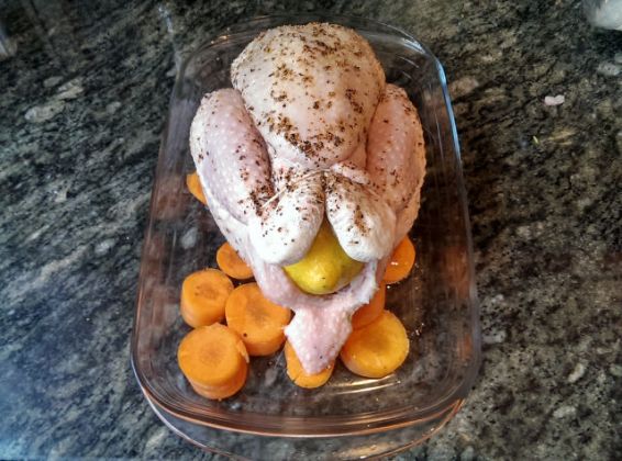 Roast Chicken - stuffed, seasoned and ready for the oven