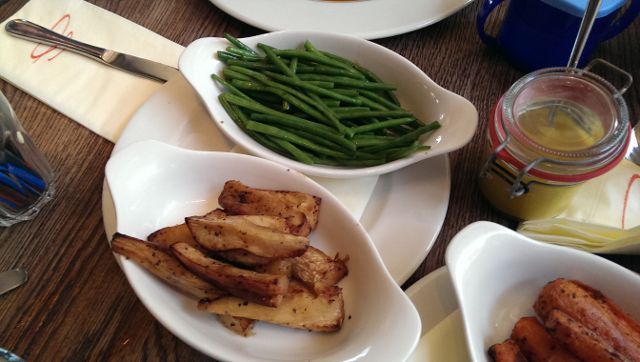 Sophies Steakhouse, Covent Garden in London - Honey Roasted Parsnips and Green Beans