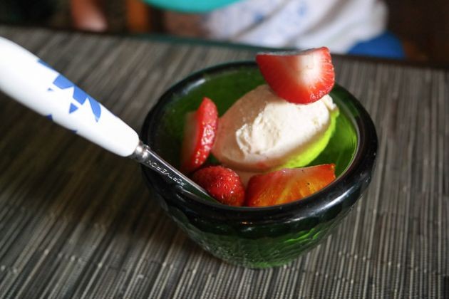 Soya ice-cream and fruit - The Barn in Gillingham, Kent