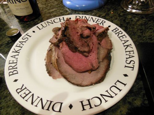 Roast beef, carved and ready for eating!